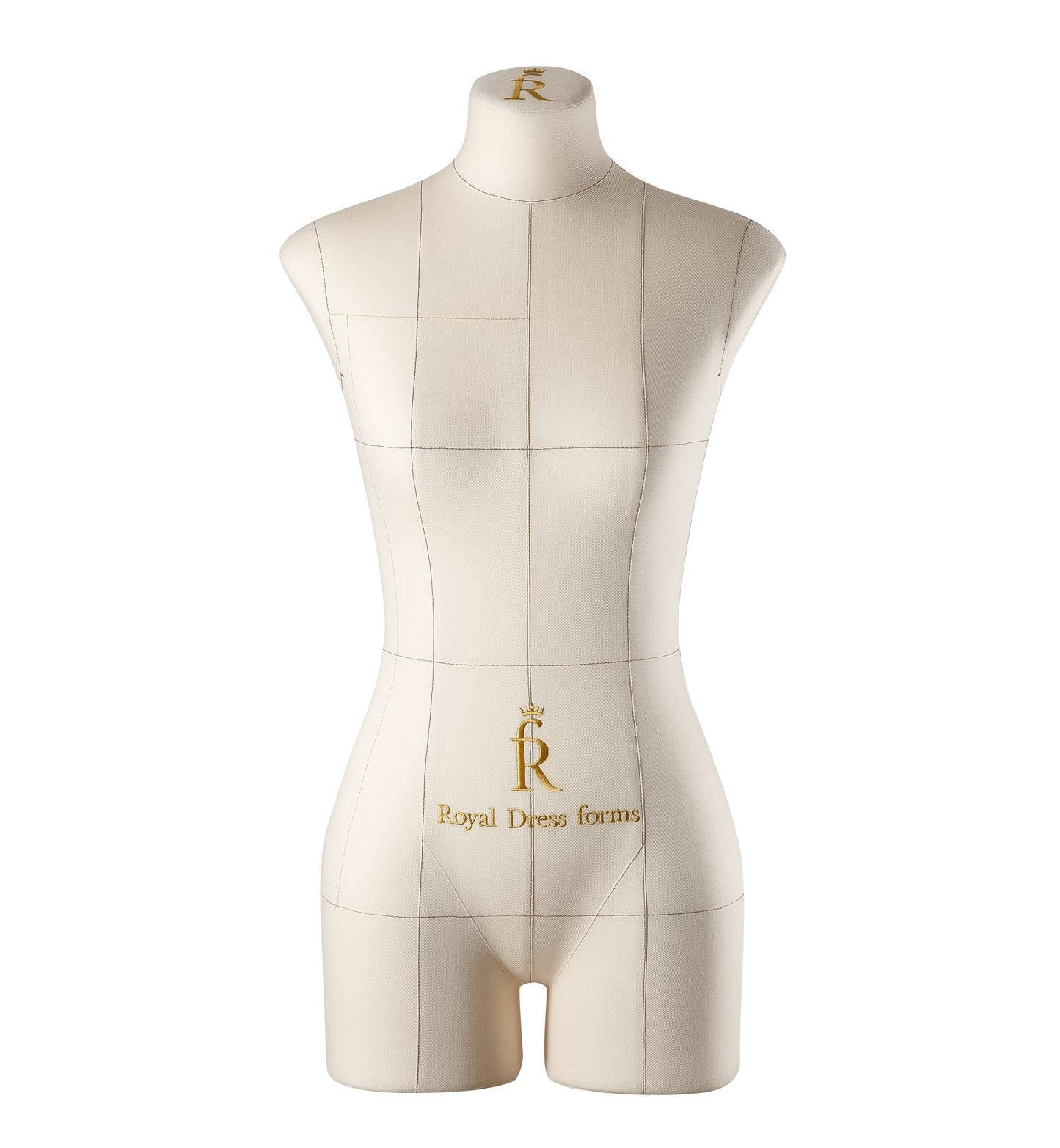 Monica | Royal Dress forms. Made of elastic polymer material. Resistant to iron and garment steamer. Compressibility. Unique handmade cotton cover with balance lines. The cover is water-repellent. Sizes: XXS - XXXL* (34 - 48 EU; 2 - 16 US). Anatomical body shape.