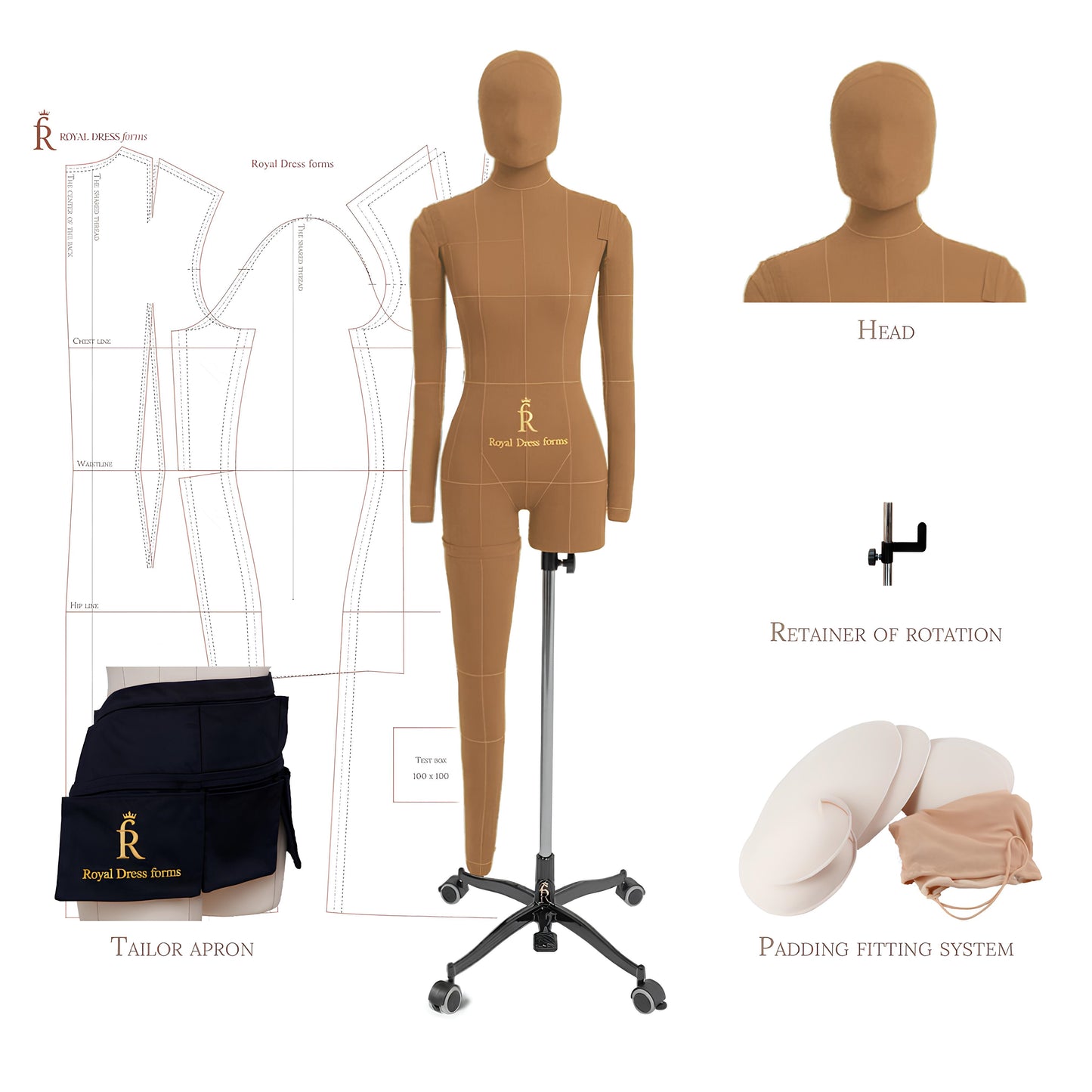 Soft tailor’s dress form Monica, Luxe set