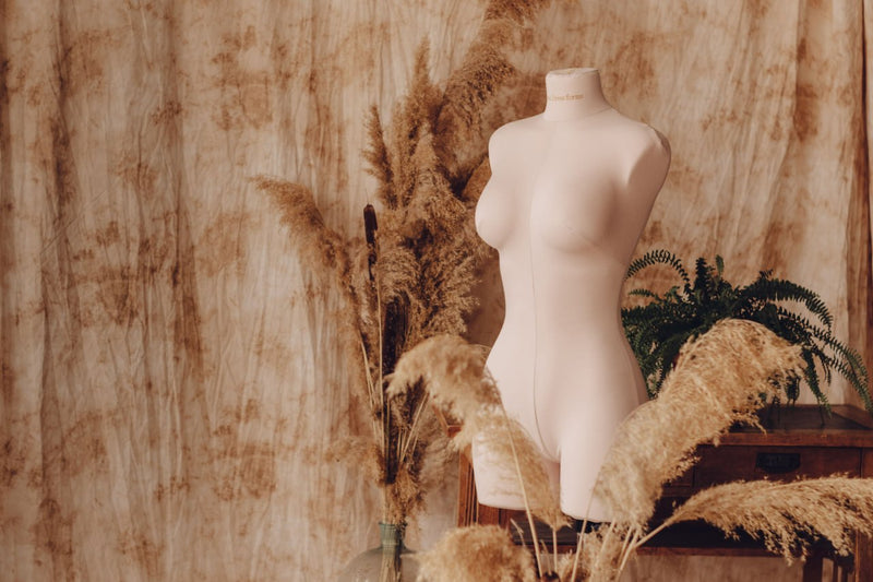 Adorable Penelope mannequin with golden wheat accents