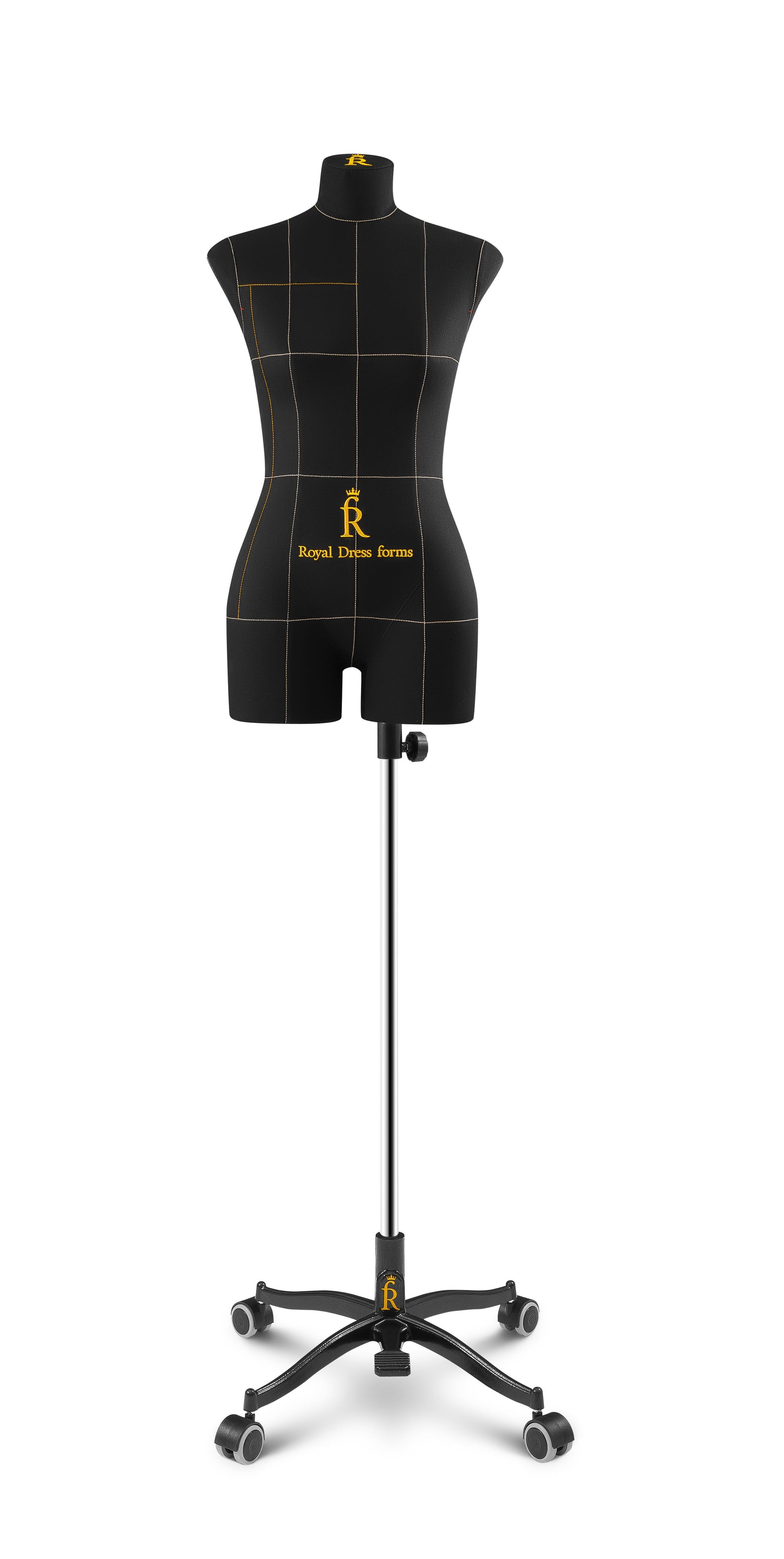 Monica | Royal Dress forms. Made of elastic polymer material. Resistant to iron and garment steamer. Compressibility. Unique handmade cotton cover with balance lines. The cover is water-repellent. Sizes: XXS - XXXL* (34 - 48 EU; 2 - 16 US). Anatomical body shape.